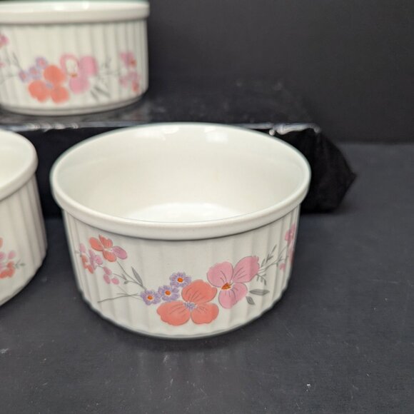 Galleria Collection Stoneware Pink Floral Ramekin 1985 JMP Marketing Lot of 3 - Picture 7 of 10